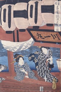 Enjoying the Fireworks and the Cool of the Evening at Ryogoku Bridge in the Eastern Capital by Utagawa Hiroshige