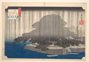 Evening Rain at Karasaki-Pine Tree by Utagawa Hiroshige