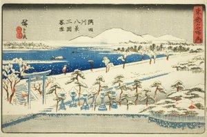 Evening Snow at Mimeguri, Eight Views of the Sumida River, from the series Famous Places in the Eastern Capital