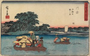 Ferry at Rokugō, Kawasaki by Utagawa Hiroshige