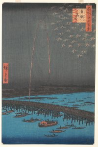 Fireworks at Ryogoku Bridge, from the series One Hundred Famous Views of Edo