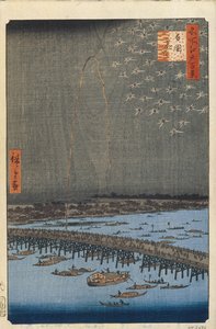 Fireworks by Ryogoku Bridge One Hundred Famous Views of Edo