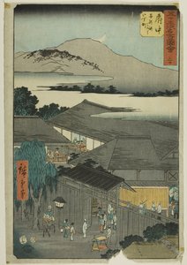 Fuchu: Miroku nichome, Abekawa, no. 20 from the series Famous Sights of the Fifty-three Stations by Utagawa Hiroshige
