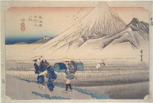 Fuji in the Morning at Hara, from the Series Fifty-three Stations of the Tokaido by Utagawa Hiroshige