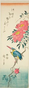 Kingfisher and Roses by Utagawa Hiroshige