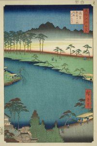 Kumano Junisha Shrine in Tsunohazu, Popularly Known as Juniso, from the series One Hundred Famous Views of Edo by Utagawa Hiroshige