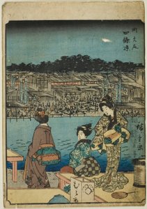 Kyoto: Evening Cool at Shijo, from the series "Fifty-three Stations [of the Tokaido]," also known as the Figure Tokaido by Utagawa Hiroshige