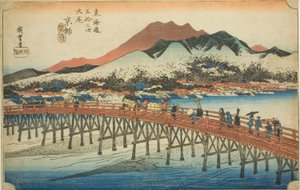 Kyoto: The Great Bridge at Sanjo, from the series Fifty-three Stations of the Tokaido
