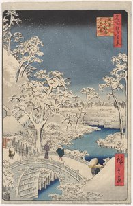 Picture of Twilight at the Drum Bridge in Meguro, from the series 100 Views of Famous Places in Edo by Utagawa Hiroshige