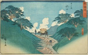 Minakuchi: The Beautiful Pine Trees at Mount Hiramatsu—No. 51, from the series "Fifty-three Stations of the Tokaido," also known as the Reisho Tokaido by Utagawa Hiroshige