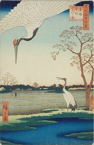 Minowa, Kanasugi, Mikawashima, No.102 from the series "One Hundred Famous Views of Edo" by Utagawa Hiroshige