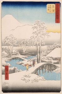 Mount Fuji and Mount Ashigara from Numazu in Clear Weather after a Snowfall by Utagawa Hiroshige