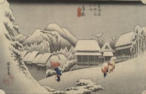 Night Snow at Kanbara, from the series Fifty-three Stations of the Tōkaidō by Utagawa Hiroshige