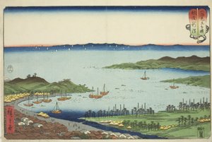 Niigata in Echigo Province, from the series "Wrestling Matches between Mountains and Seas" by Utagawa Hiroshige