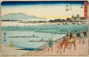 Okazaki: Yahagi River, No. 39, from the series Fifty-three Stations of the Tokaido, also known as the Reisho Tokaido by Utagawa Hiroshige