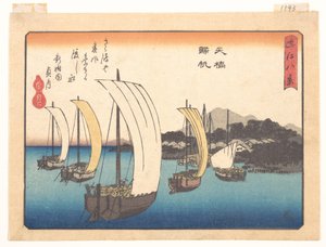 Returning Fishing Boats at Yabase, from the series Eight Views of Ōmi by Utagawa Hiroshige
