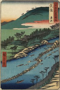 River with Fish Traps, Chikugo Province, September 1855