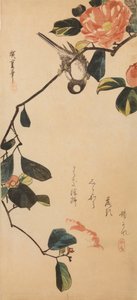 Tit on a Branch of Blooming Camellia by Utagawa Hiroshige
