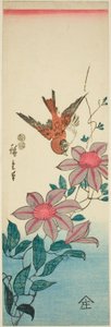 Sparrow and Clematis by Utagawa Hiroshige