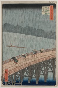 Sudden Shower over Shin-Ohashi Bridge and Atake, from the series One Hundred Famous Views of Edo