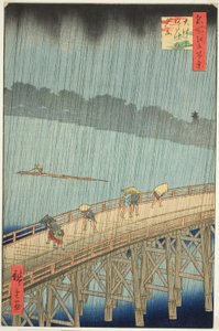 Sudden Shower over Shin Ohashi Bridge and Atake, from the series "One Hundred Famous Views of Edo"