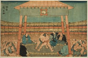 Sumo Match in the Precincts of the Ekoin Temple, from the series "Ryogoku in the Eastern Capital" by Utagawa Hiroshige