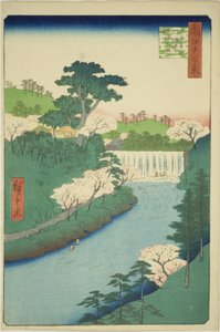 The Dam on the Otonashi River at Oji, Commonly Called "The Great Waterfall", from the series "One Hundred Famous Views of Edo" by Utagawa Hiroshige