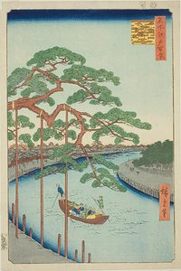 The Five Pines on the Onagi River (Onagigawa Gohonmatsu), No.97 from the series "One Hundred Famous Views of Edo" by Utagawa Hiroshige