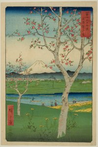 The Outskirts of Koshigaya in Musashi Province, from the series "Thirty-six Views of Mount Fuji" by Utagawa Hiroshige