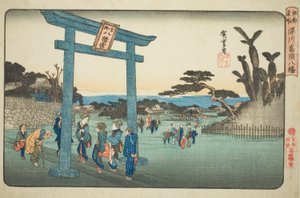 The Tomigaoka Hachiman Shrine at Fukagawa, from the series "Famous Places in Edo"