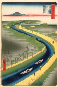 Towboats Along the Yotsugi-dori Canal, plate 33 from the series One Hundred Famous Views of Edo, Edo Period, Ansei Era, 1857 by Utagawa Hiroshige