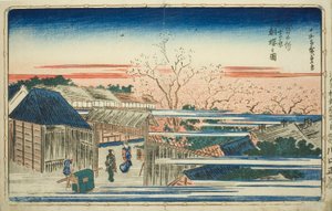View of Morning Cherry Blossoms in the New Yoshiwara, from the series "Famous Views of the Eastern Capitol" by Utagawa Hiroshige