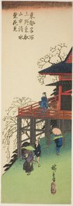 Viewing Cherry Blossoms from Kiyomizu Hall at Toeizan in Ueno, from the series "Famous Views of the Eastern Capital" by Utagawa Hiroshige