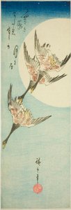 Wild Geese Flying Across Full Moon