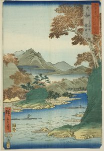 Yamato Province: Tatsuta Mountain and Tatsuta River (from the series Famous Places in the Sixty-odd Provinces) by Utagawa Hiroshige