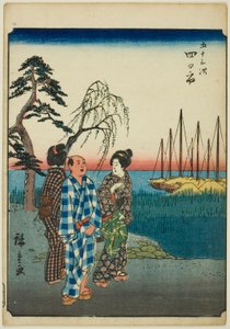 Yokkaichi, from the series "Fifty-three Stations [of the Tokaido]," also known as the Figure Tokaido