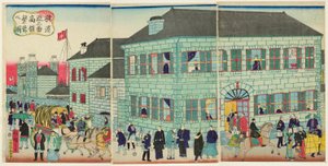 A Prosperous American Merchant Building in Yokohama by Utagawa Hiroshige III