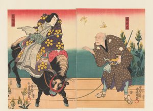 Farmer Accompanies Courtier on Black Ox by Utagawa Kunisada (I)