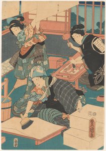 Women Making Prints (Middle Part) by Utagawa Kunisada (I)