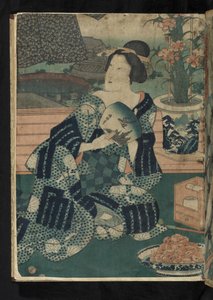 Avant et après - Seated Japanese Woman Fanning Herself by Utagawa Kunisada
