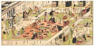 In the Kabuki Theater Nakamura, a Sold-Out Performance is Celebrated Behind the Scenes by Utagawa Kunisada