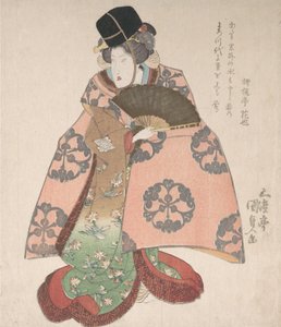 Kabuki Actor in a Female Role Standing with a Fan by Utagawa Kunisada