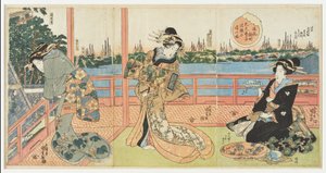 Shinmachi in Osaka: High-ranking Courtesans Enjoying Themselves at Ukamuse Restaurant from the Series 
