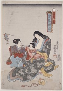 Tokiwa Gozen and Her Children by Utagawa Kunisada