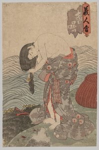 Woman Diver Combing her Hair by Utagawa Kunisada