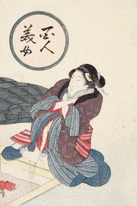 Woman Warming Her Feet at the Hearth by Utagawa Kunisada