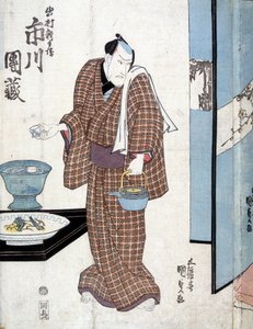 Japanese going to serve tea - by Kounisada by Utagawa Kunisada II