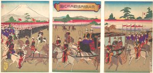 View of a Military Review Parade at Aoyama, Feb. 1889 Meiji 22