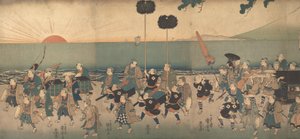 Boys Play-acting a Daimyo Procession by Utagawa Kuniyoshi