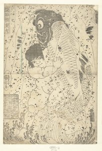 Kintaro Wrestling with Carp by Utagawa Kuniyoshi